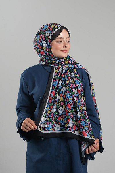 Giverny Şal cu model Baby Blue Fibră tăiată Floral din bumbac imprimat digital 202113 _11