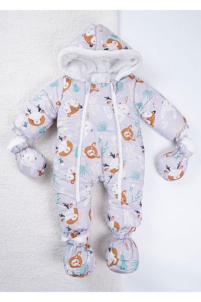 Baby Minty Deer Printed Baby Astronaut Jumpsuit