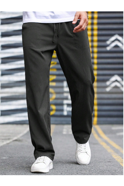 yx yustex sport Pantaloni sportivi negri, baggy, cu tăietură largă, dintr-un ...