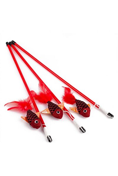 Nunbell Tüylü Balıklı Olta Şeklinde Kedi Oyuncağı 1 Adet