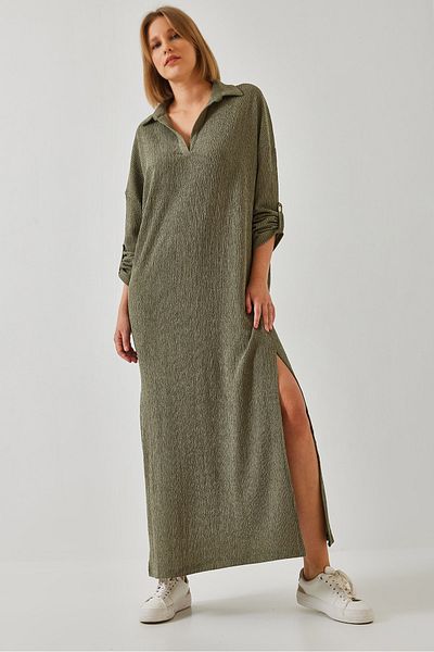 Bianco Lucci Women's Slit Detail Sleeve Fold Fabric Dress 60261046