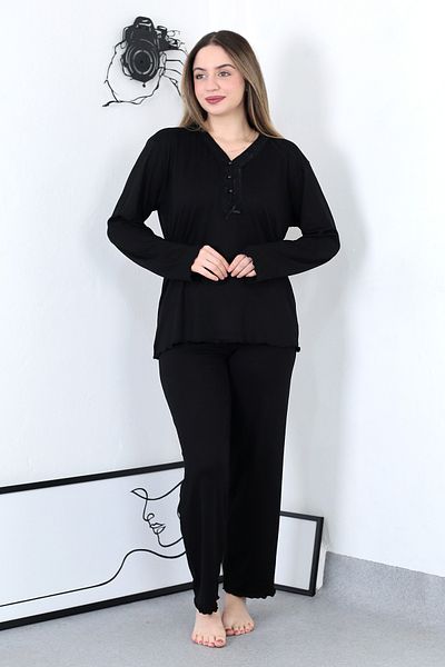 Lukitus Set de pijamale de damă din bumbac cu decolteu în V