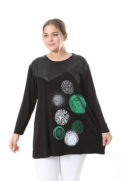 XL Modam Women's Black Print Plus Size Tunic