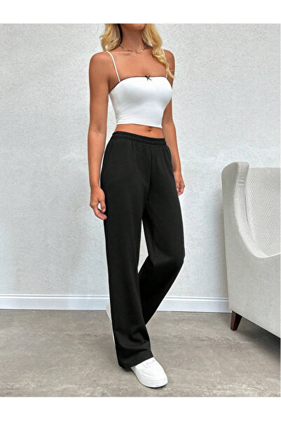 yx yustex sport Pantaloni sportivi negri, baggy, cu tăietură largă, dintr-un ...