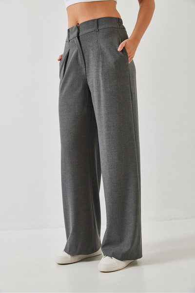 Bianco Lucci Women's Elastic Waist Wide Leg Trousers 3314 60261045