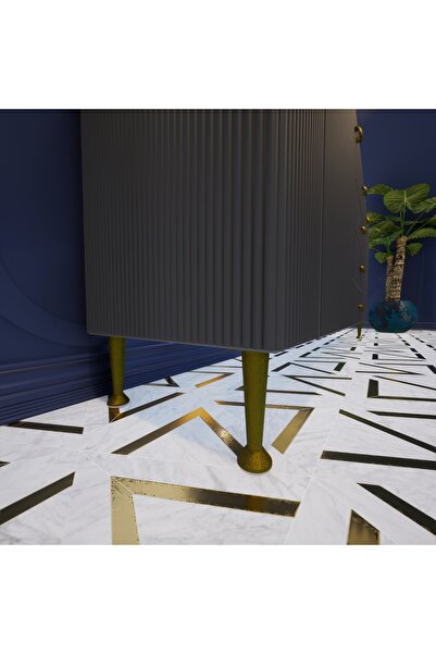 KOÇSAN Picior de mobilier Viyana Antique Yellow 12 cm, picior de mobilier din metal de lux, fotoliu, dulap, comodă, picior de masă