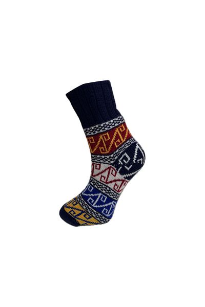 LOOKSOCKS Look Socks Unisex Πλεκτές στο χέρι Πολύχρωμες μάλλινες κάλτσες με μοτίβο 3 τεμαχίων
