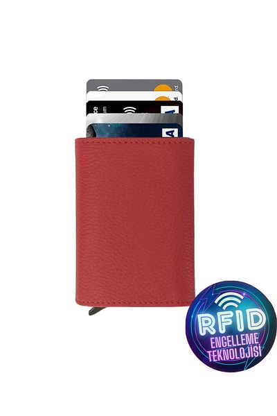 Modica Original Women's Agara – Red Wallet Smart Card Holder with Rfid Protection Mechanism Leather Gift Box