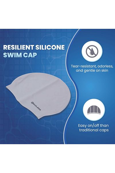 Endless Classic Silicon Swimming Cap | Waterproof | Elastic For Long/short Hair | Silver | Unisex