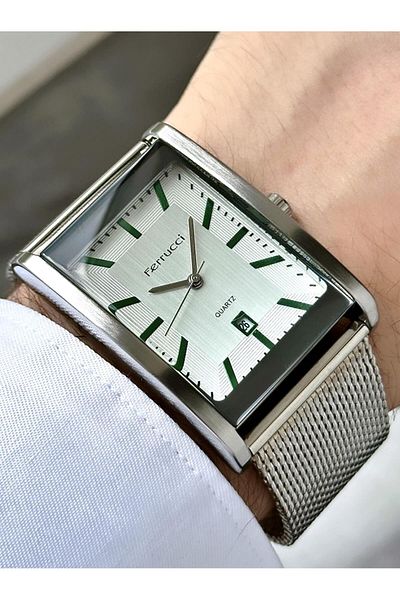Ferrucci Men's Rectangular Case Straw Cord Wrist Watch