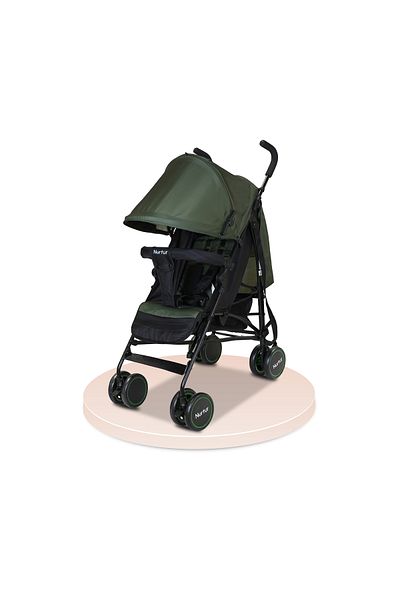 Nurtur Archer Baby Stroller Lightweight Reclining Seats Detachable Bumper Storage Basket /Green