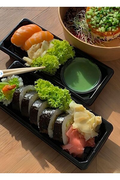 GİZPAK Sushi Kabı Plastik Servis Seti Küçük 9x16cm  100 ADET