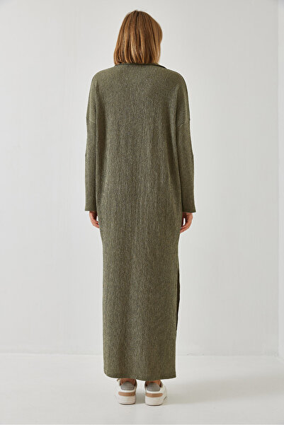 Bianco Lucci Women's Slit Detail Sleeve Fold Fabric Dress 60261046