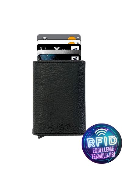 Modica Γνήσια γυναικεία Agara – Rfid Protected Mechanism Δερμάτινο Μαύρο Πορτοφόλι Θήκη Έξυπνης Κάρτας με Κουτί δώρου
