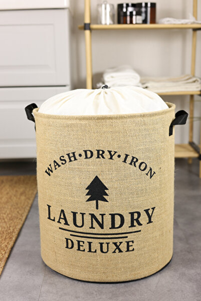 PH Prendi Home مغسلة فاخرة مطبوعة شبكية من الجوت قابلة للطي، سلة مناشف الغسيل...