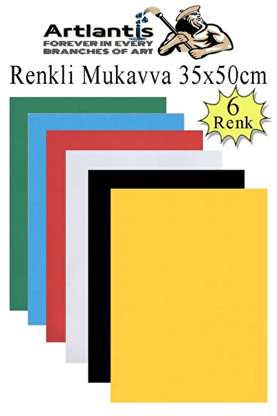 Artlantis Renkli Mukavva 6 Renk 35x50 cm 1 Paket Sert Renkli Karton 1.0 mm Okul Okul Öncesi Anasınıfı Hobi Etk
