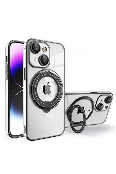 Zebana Apple iPhone 15 Uyumlu Kılıf Manyetik Standlı Most Silikon Kılıf (Kabl...