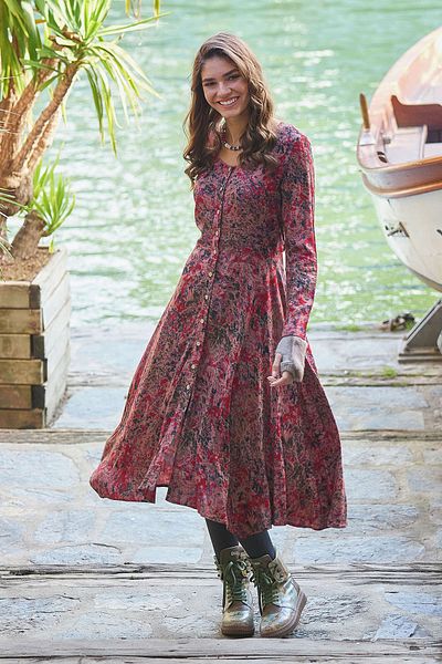 Los banditos Print Long Sleeve Asymmetrical Cut Winter Women's Dress