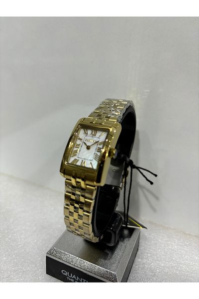 Quantum Women's Wristwatch - 100% Steel, Impulse Special Series, Square Classic, 32X22Mm, 5Atm, Sedef Dial Gold