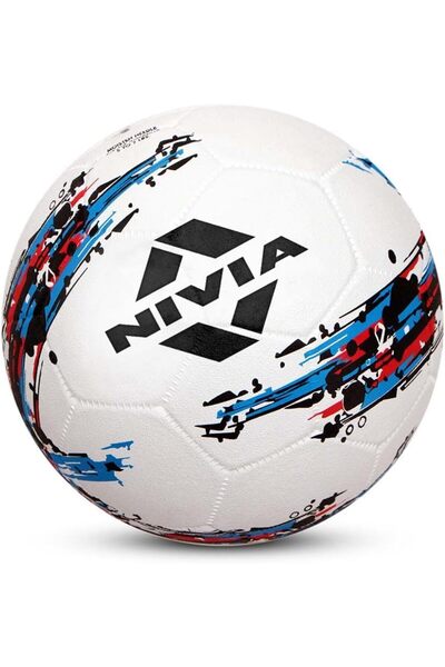 Nivia كرة قدم ستورم | بيضاء | مقاس 5 | مطاطية | كرة تدريب | للأرضيات الصلبة