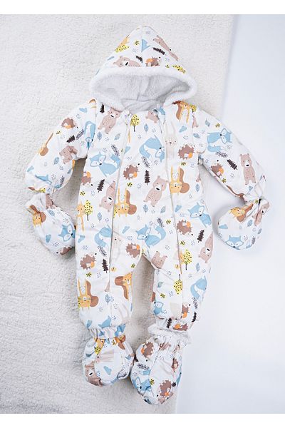 Baby Minty Animals Printed Baby Astronaut Jumpsuit