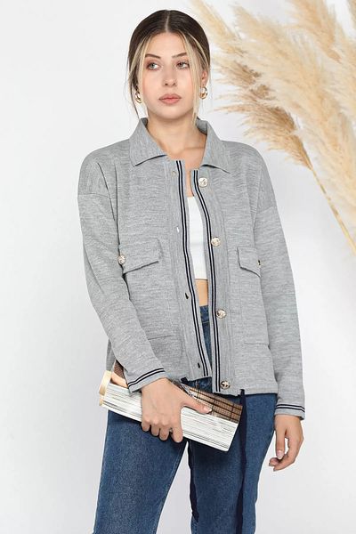 GÜLSELİ Gray Women's Lace-Up Knitwear Jacket Cardigan