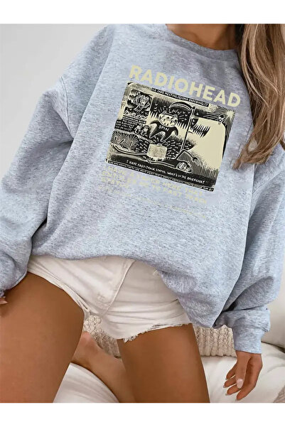 Karatopak سويت شيرت برقبة دائرية كبير الحجم مطبوع للجنسين من RadioHead