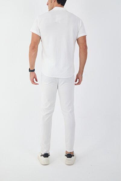 MCZ White Color Slim Fit Men's Pants - Shirt Bottom Top Set