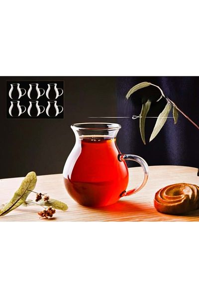 Jenisa Heat Resistant 6-Piece Glass Handle Tea Cup 200 ml