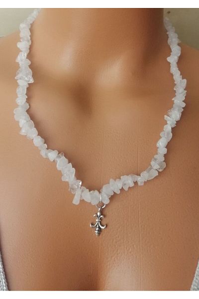 LemaStone Crystal Quartz Broken Natural Stone Necklace Bracelet Set