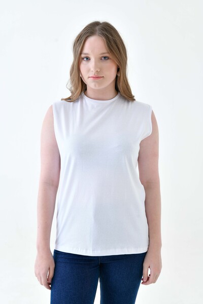 mirach Büyük Beden Esnek Likralı Kolsuz Sıfır Kol Atlet Fanila Bluz İçlik