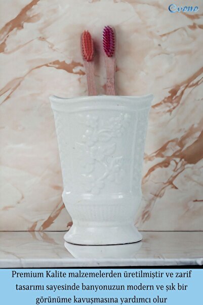 Evene Diş Fırçalığı Diş Fırçalık Diş Fırçası Standı Diş Fırçası Tutucu Beyaz Model 9