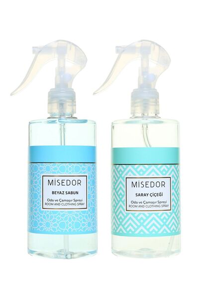 Misedor 2 Li Set Beyaz Sabun Ve Saray Çiçeği Oda Kokusu Ve Çamaşır Spreyi 330 ml