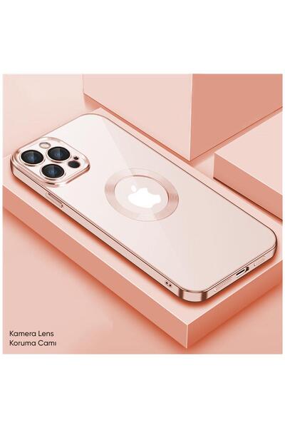 Zebana Apple iPhone 13 Pro Max Uyumlu Kılıf Glint Silikon Kılıf Rose Gold
