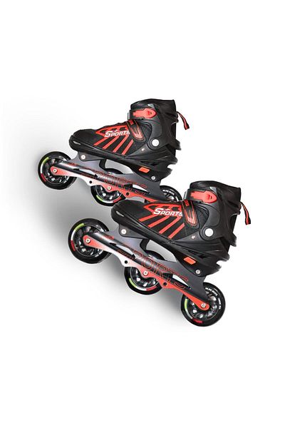 Endless Inline Adjustable Skates | Large Size 39-43 Eur | Red | Abec 9 Bearings | Indoor/outdoor