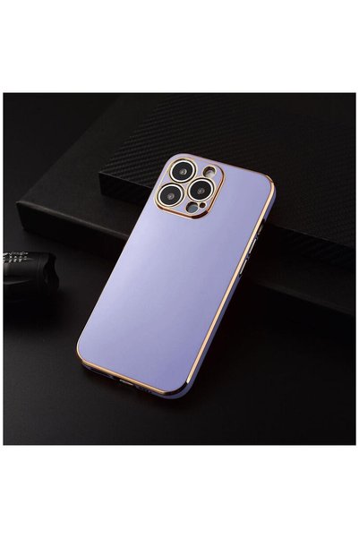 Zebana Apple iPhone 12 Pro Compatible Case Golden Silicone Case Lilac
