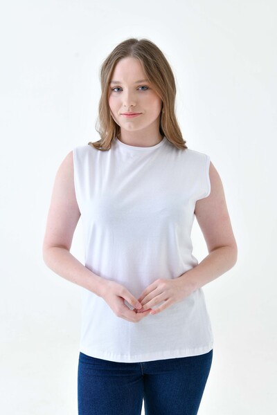 mirach Büyük Beden Esnek Likralı Kolsuz Sıfır Kol Atlet Fanila Bluz İçlik