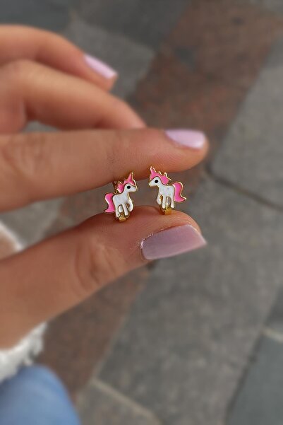 Erer Gümüş Gümüş Yeni Unicorn Çocuk Küpesi