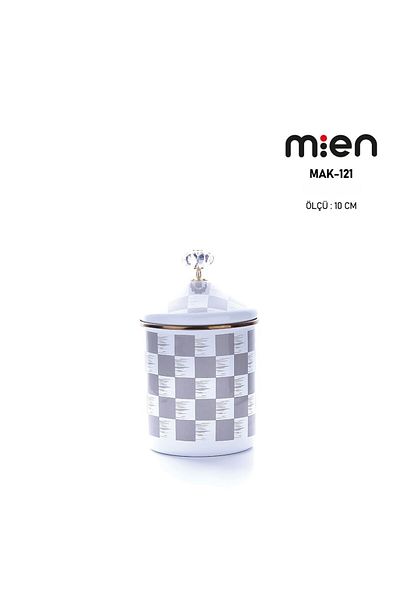 MİEN Mien Gray Checkerboard Decor Enamel 10cm Spice Rack