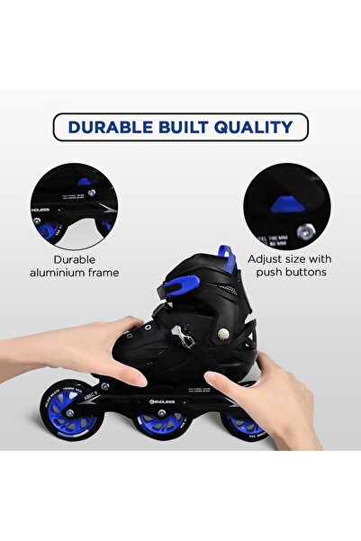 Endless Inline Adjustable Skates | Medium Size 34-38 Eur | Blue | Abec 9 Bearings | Indoor/outdoor