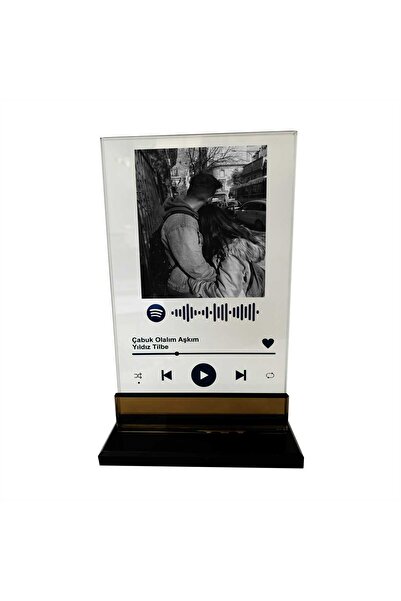 MERTKRİSTAL Spotify Cam Plak, Spotify Barkodlu Kişiye Özel Hediye