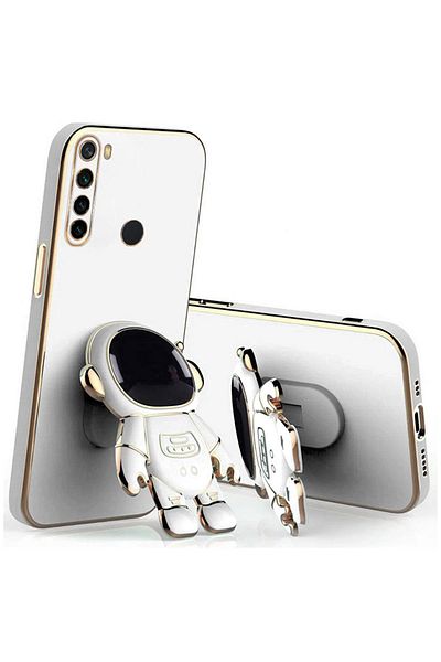 Zebana حافظة متوافقة مع هاتف Xiaomi Redmi Note 8 مصنوعة من السيليكون لرائد الفضاء مع حامل باللون الأبيض