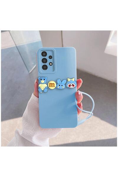 Zebana Samsung Galaxy A32 Compatible Case Love Bear Silicone Case Light Blue