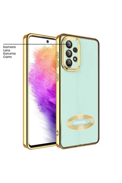 Pro Aksesuar Samsung Galaxy A32 Compatible Case Soft Silicone Case with Colorful Edge Gold
