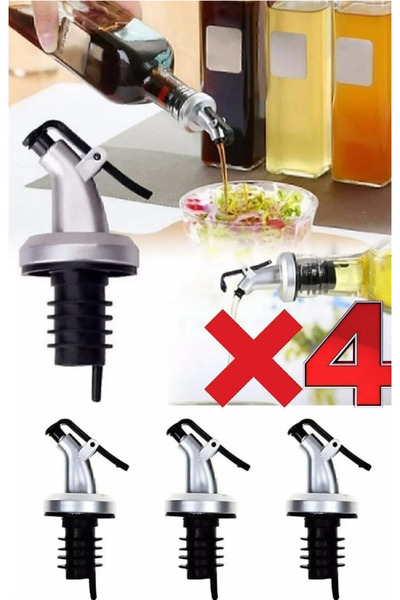 Genel Markalar 4'lü Kapaklı Damlatmaz Yağ Tıpası Yağdanlık Şişe Ucu Yağlık Sirkelik Sosluk Damlatmaz