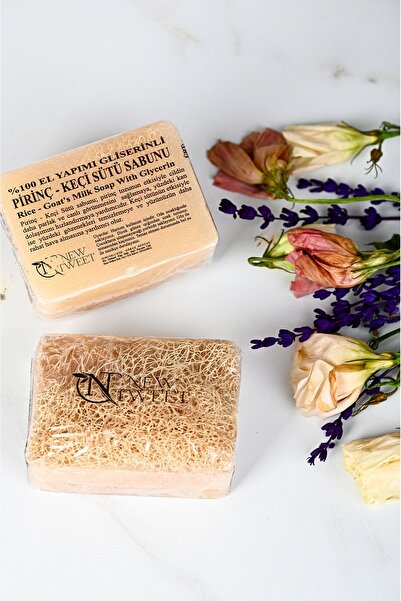 new tweet 2 Adet Kabak Lifli Pirinç ve Keçi Sütü Özlü Sabun 120gr