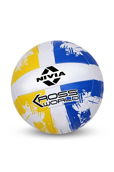 Nivia كرة طائرة مطاطية من كروس | باللونين الأصفر والأزرق | مقاس 4 | 18 لوحة |...