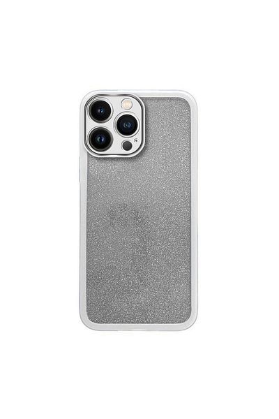 Pro Aksesuar Apple iPhone 13 Pro Max Compatible Case Glittery Silicone Case with Camera Lens Protection Gray