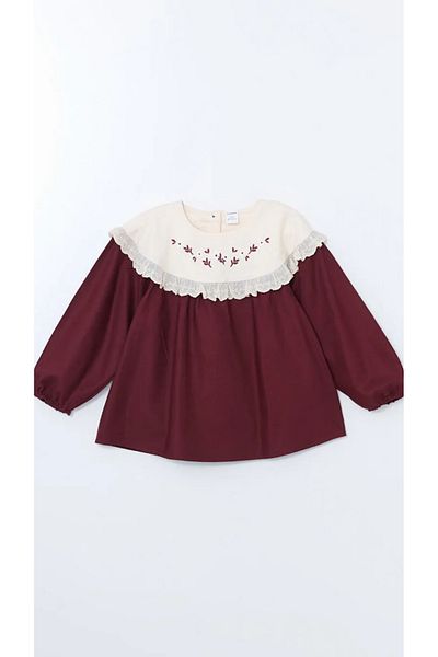 LC Waikiki Lcw Baby Crew Neck Embroidered Girl's Shirt