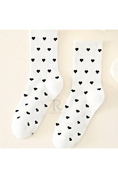 trampler 4 чифта дамски черни бели тенис чорапи с шарка на сърце Дамски чорап...